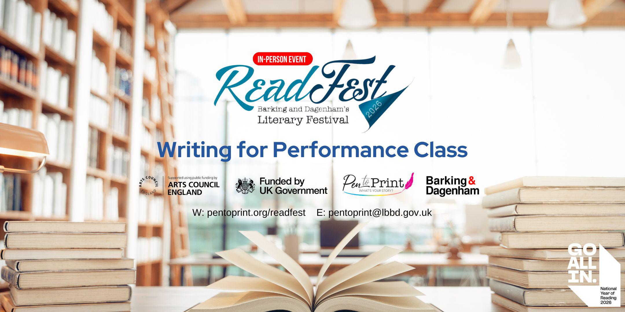 ReadFest 2026: Writing for Performance Class with Kelly Jones