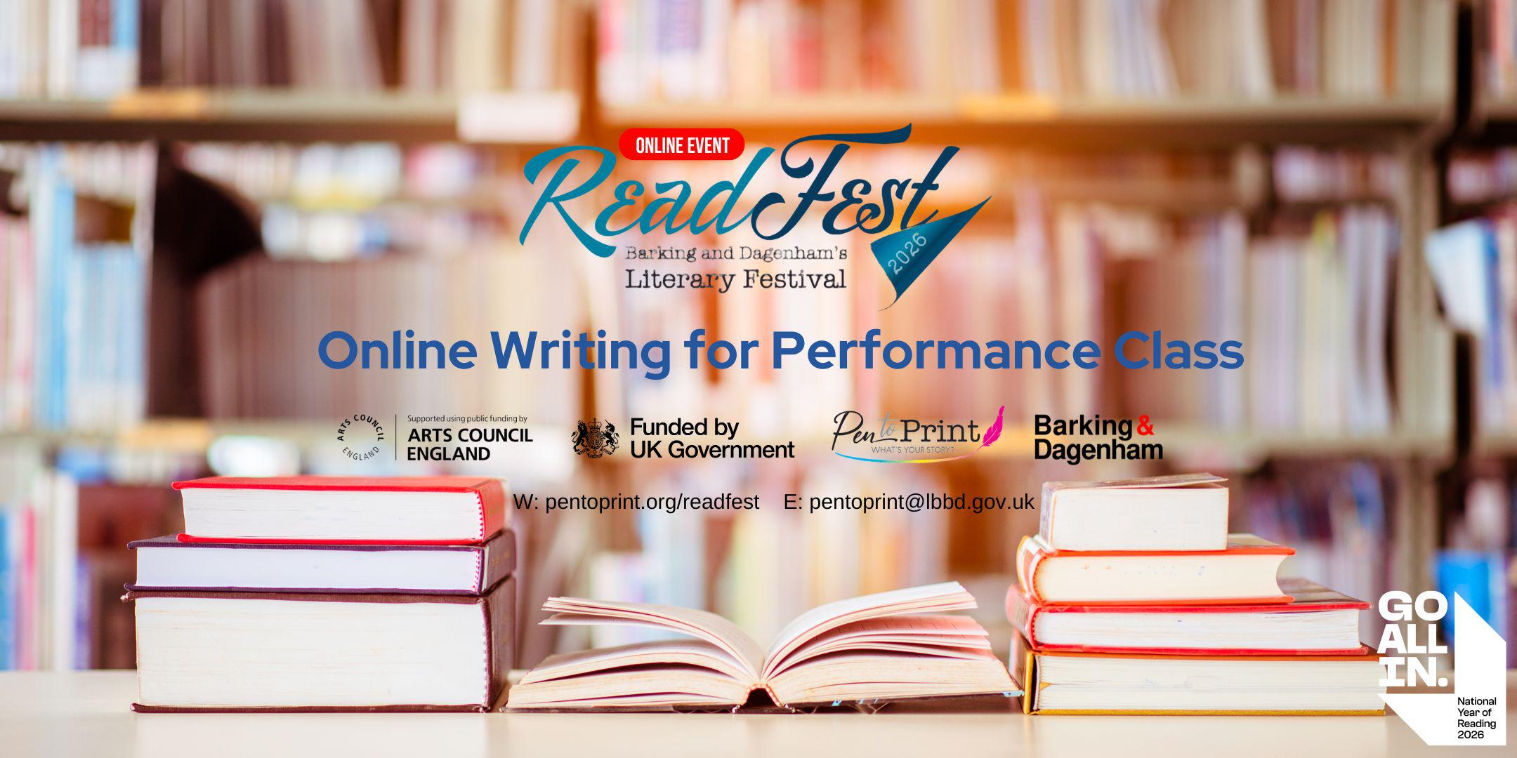 Online ReadFest 2026: Writing for Performance Class with Kelly Jones