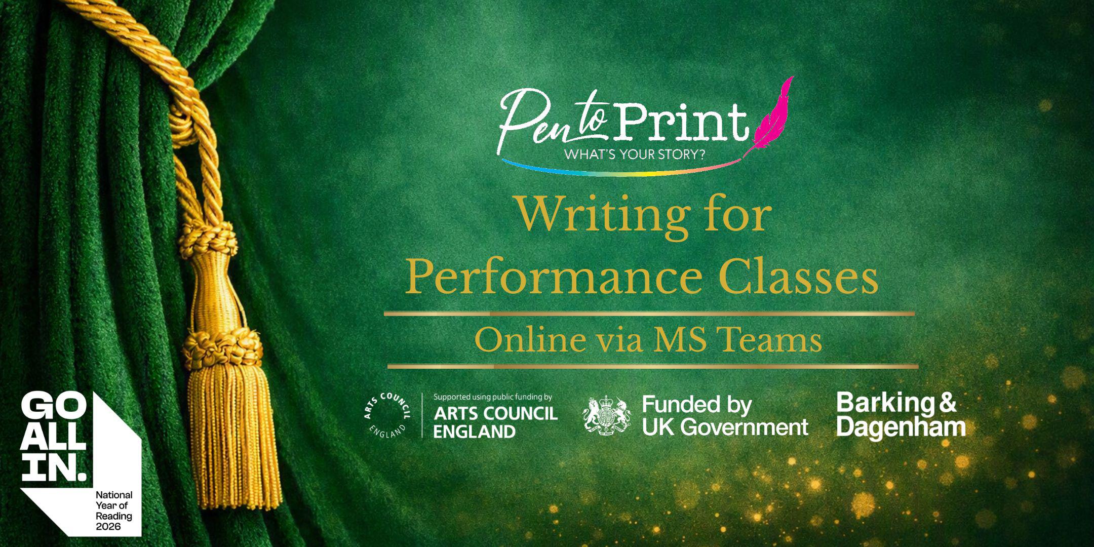 Online Pen to Print: Writing for Performance Class with Kelly Jones